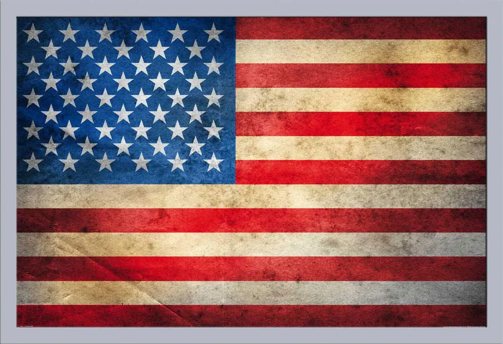 Affiche USA sous Cadre Argenté en MDF et Vitre Acrylique Shinsuke 61x91cm