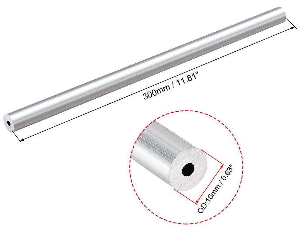 6063 Aluminium Rohr 300mm L?nge Aluplatte Rundrohre, Aluminium Rundrohr 16mm Au?endurchmesser Aluprofil Rohre, Alurohr 5mm Innendurchmesser Alumini...