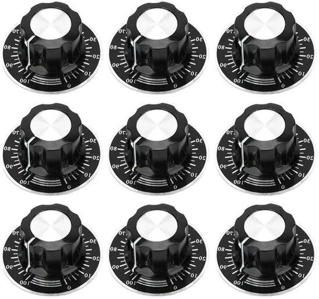 Lot de 5 boutons rotatifs noirs universels pour potentiomètre 6mm