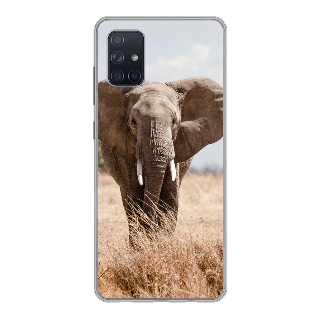 MuchoWow Handyhülle Schutzhülle Hülle für Samsung Galaxy A71 Elefant - Natur - Tiere - Porträt Silikon Softcase Handy Hülle - Kartenbesitzer