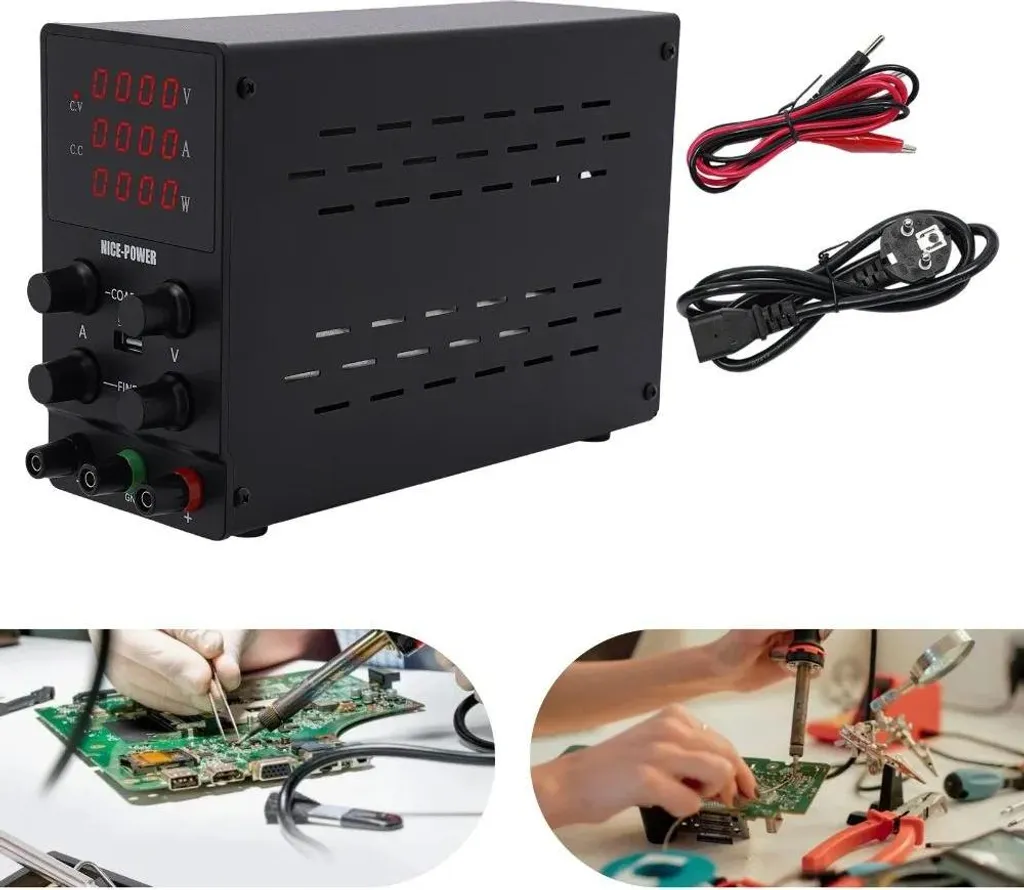 Alimentation de laboratoire DC réglable 0-30V 0-10A stabilisée noire