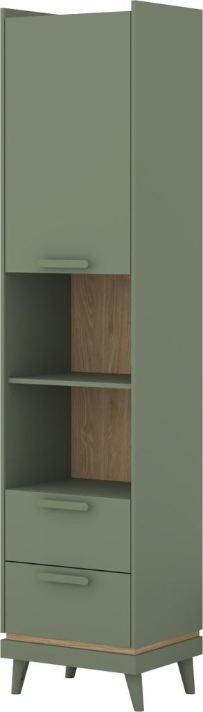 Masseno Buchregal ACARA für Wohnzimmer Büro oder Lesezimmer 50x40x215 cm, Hellgrün