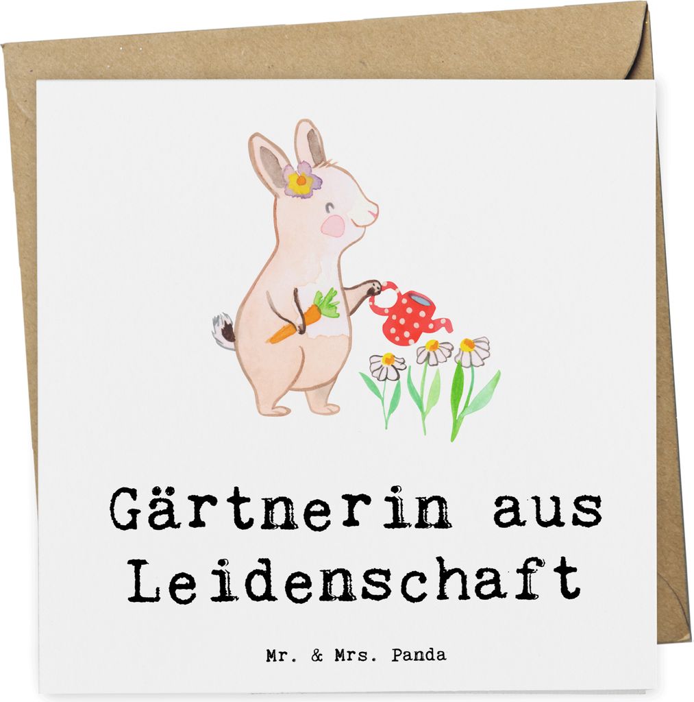 Mr. & Mrs. Panda Klappkarte Gärtnerin Leidenschaft - Weiß - Geschenk, Gärtnerei, Grußkarte, Spruch, Glückwunschkarte, Gartenplaner, Gartenbau,...