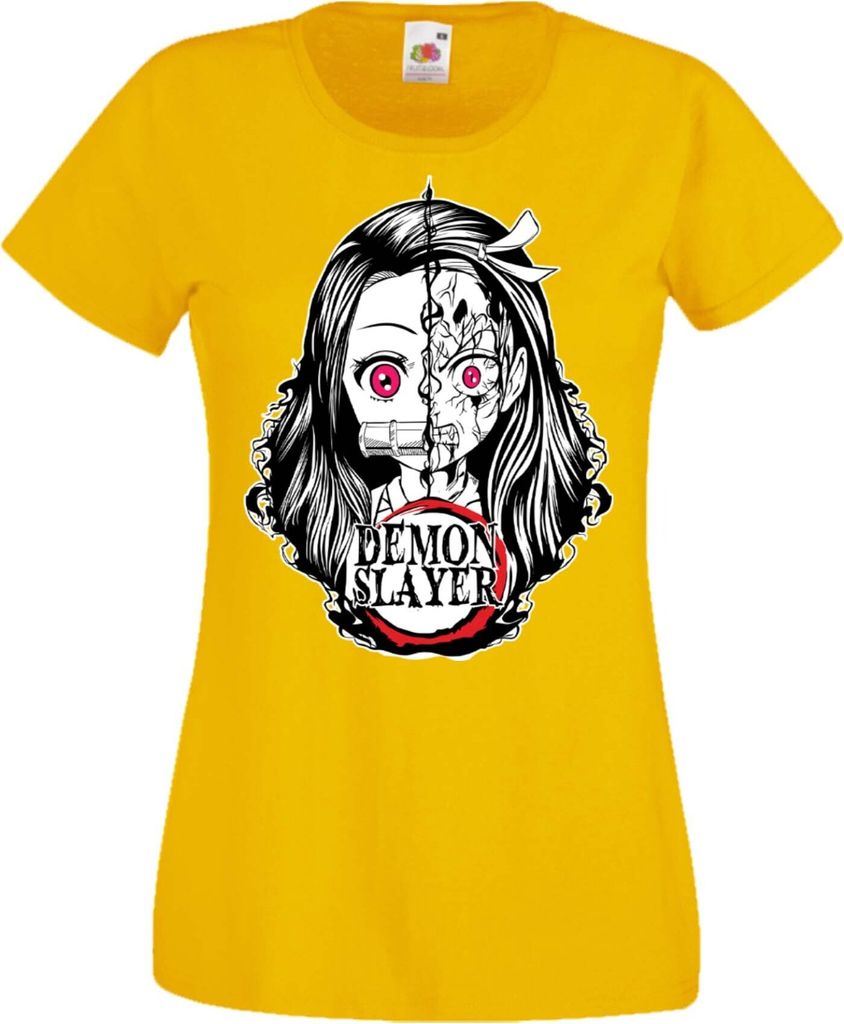 Damen T-Shirt Manga Anime Demon Anime Slayer Nezuko Kamado 03 Chosen Demon, Lady L / Gelb
