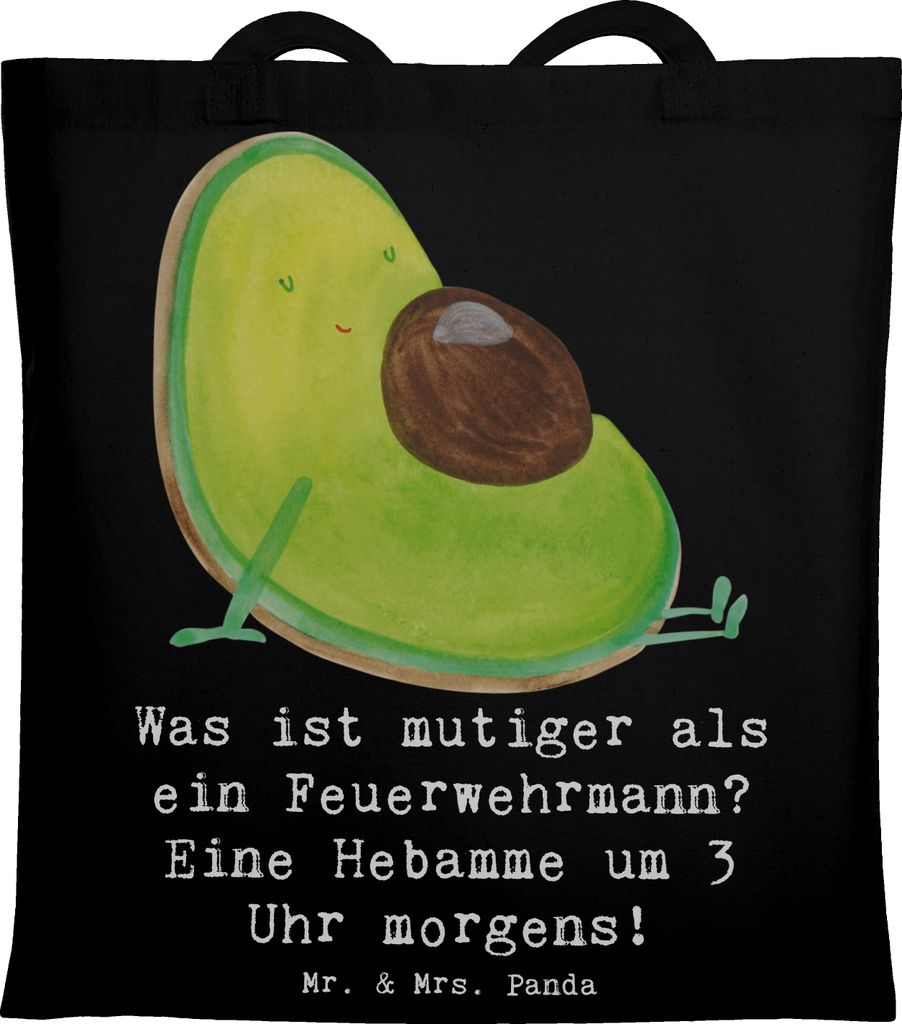 Mr. & Mrs. Panda Jutebeutel Mutige Hebamme - Schwarz - Geschenk, Beruf, Tasche, Büchertasche, Hebammenarbeit, Fachkraft, Shopping, Berufsgestaltun...