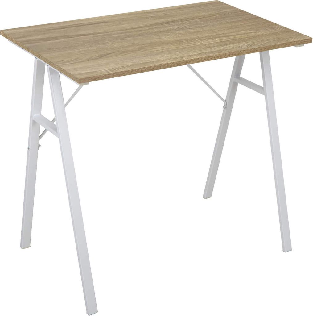 Rebecca Mobili Schreibtisch aus Holzfaser und Stahl, weiß und beige