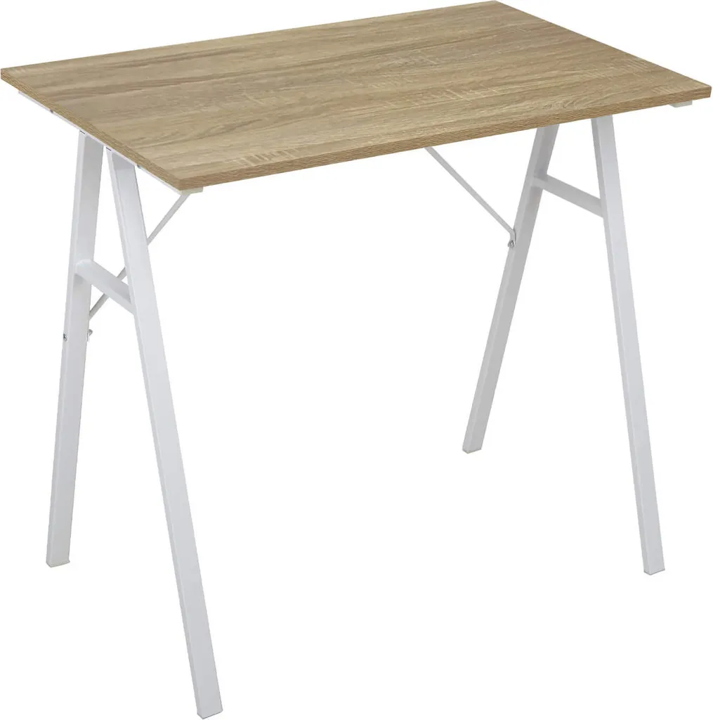 Bureau stable et compact Rebecca Mobili bois et acier blanc beige