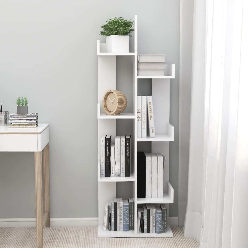 Cloris Designermöbel Bücherregal Weiß 48x25,5x140cm Holzwerkstoff - 2026Neu130076 - Bücherregale