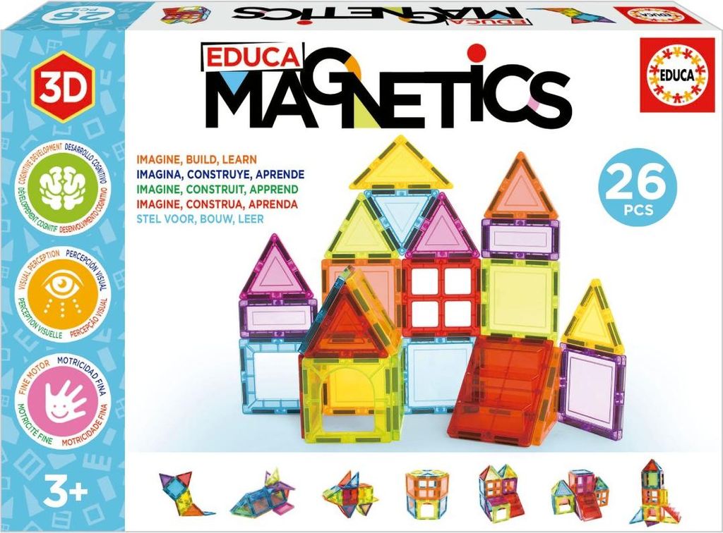 Educa - Magnetics - Magnetischer 3D-Bausatz mit 26 Teilen für Kinder, die bauen. Ab 3 Jahre alt (20022) EDUCA