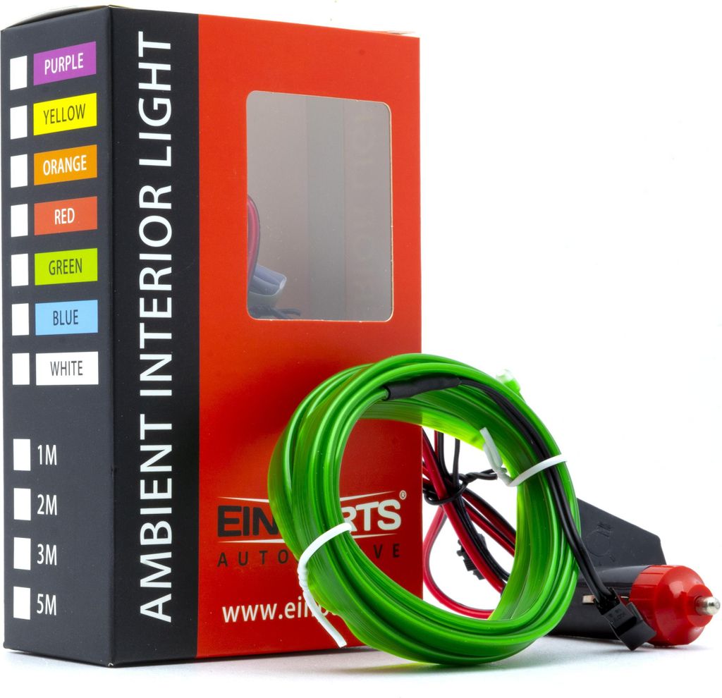 LED Auto Lichtleiter Umgebungslicht 12V Grün 2 Meter