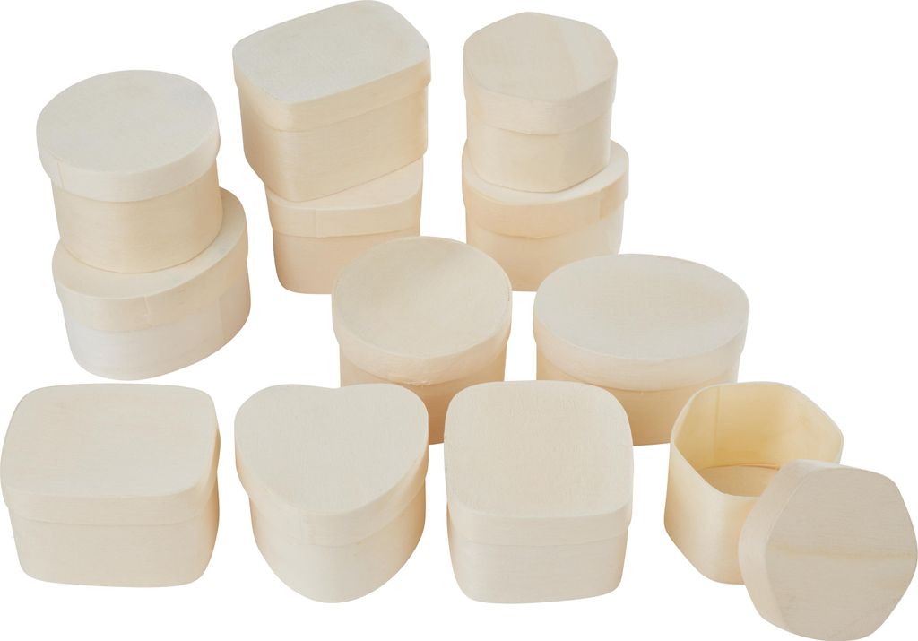 VBS XXL Spanschachteln "Formen-Mix", 12er-Set, ca. 4 - 6 cm Produktbild 