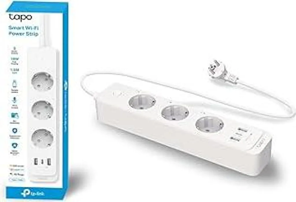 Presa multipla intelligente a 3 vie, USB e USB-C, HomeKit, Alexa, Google Assistant, 5 m, bianca