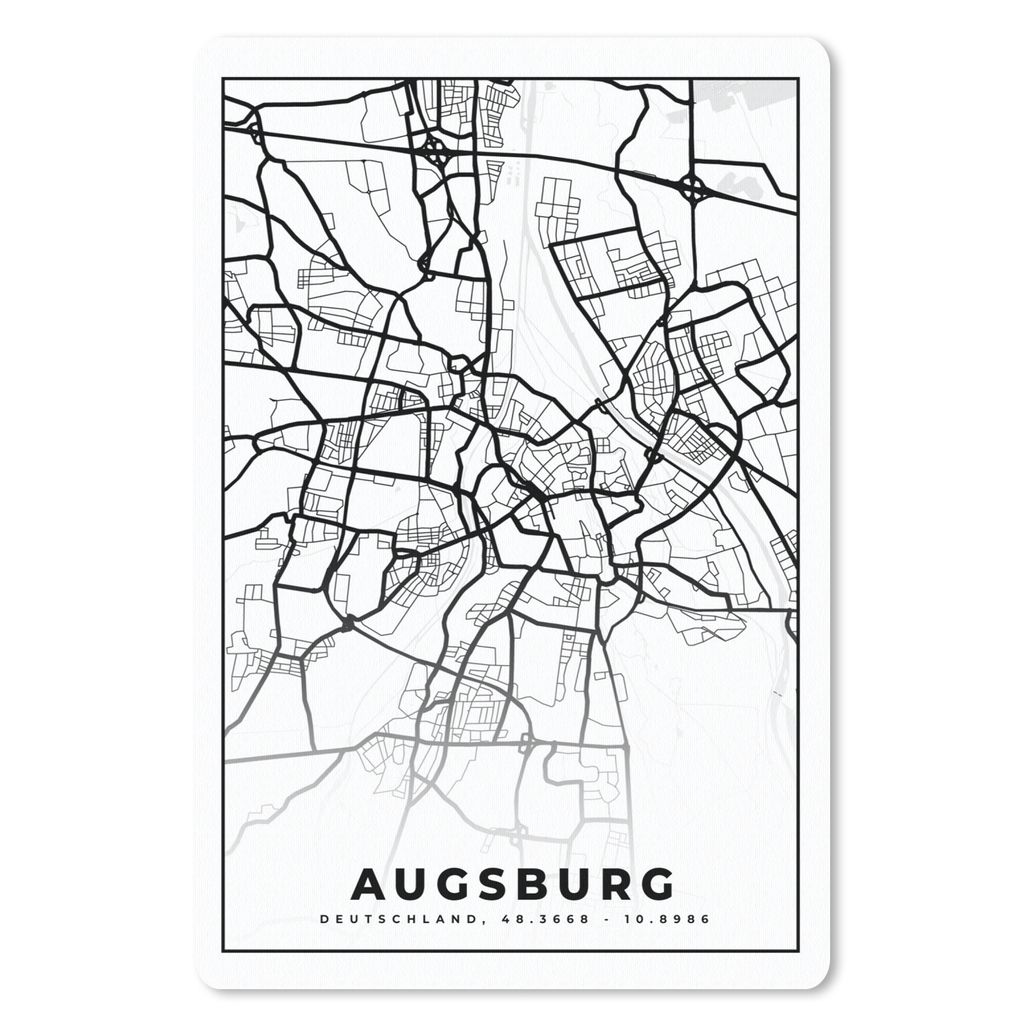 MuchoWow Mauspad Mousepad Karte - Augsburg - Stadtplan 18x27 cm - Mousepads - Maus Mat - Pad - Mausunterlage