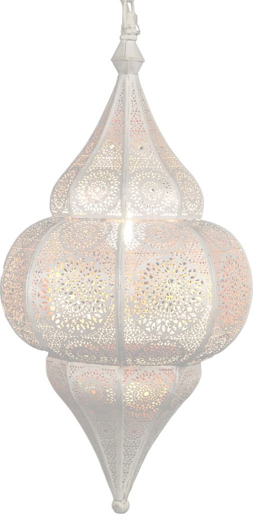 Orientalische Lampe Pendelleuchte Lunar Weiss 40cm E27 Lampenfassung | Marokkanische Ramadan Hängeleuchte Leuchte aus Marokko | Orient Lampen für...