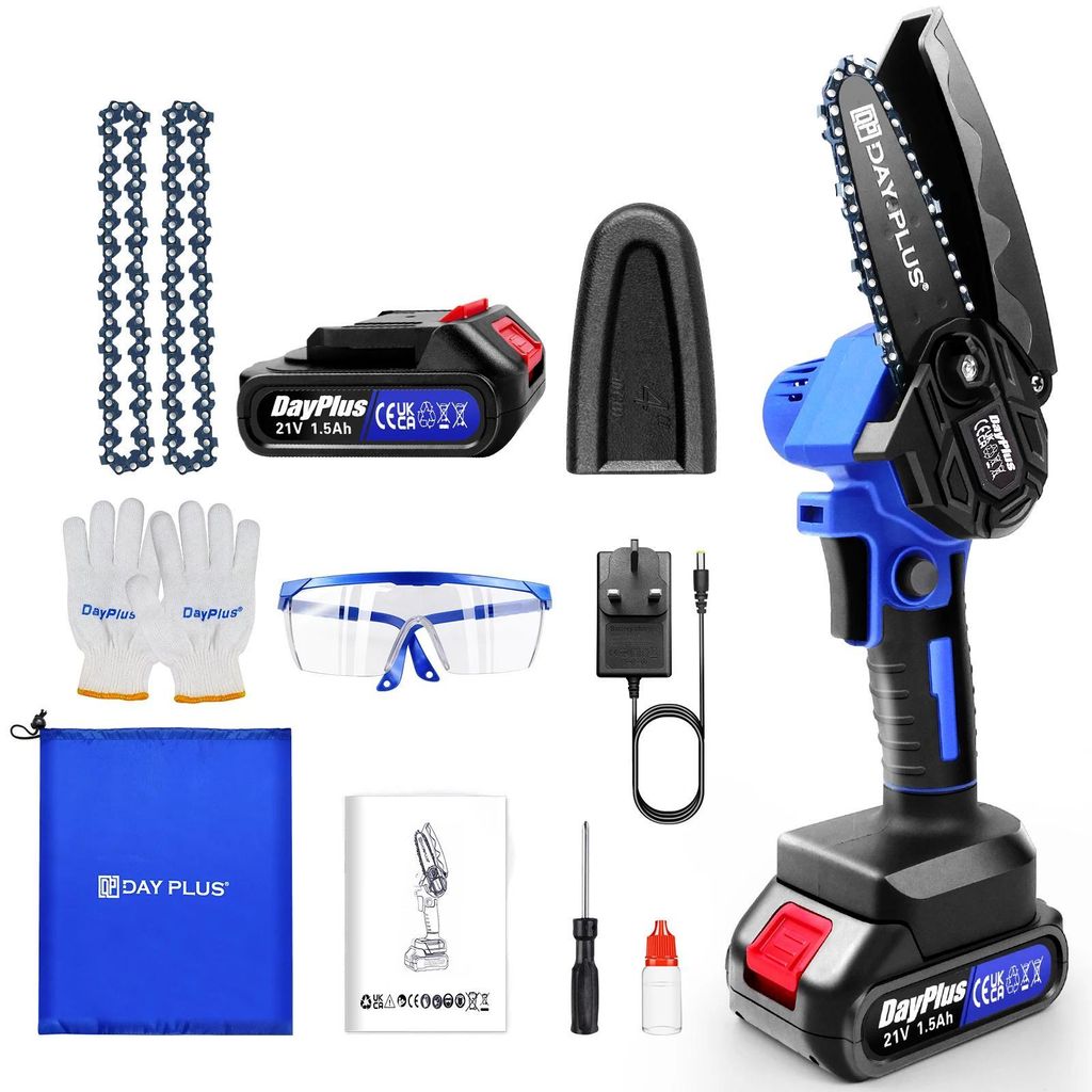 Mini Kettensäge - Akku 10 cm - Bürstenloser Motor 3800 W - 21V Li-Ion 1500 mAh - Schnitttiefe 8 cm - 1 Akku
