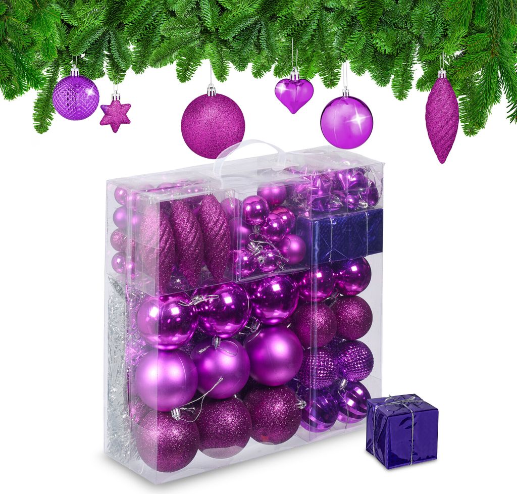 Set da 110 palline natalizie Relaxdays, in plastica, Immagine del prodotto 