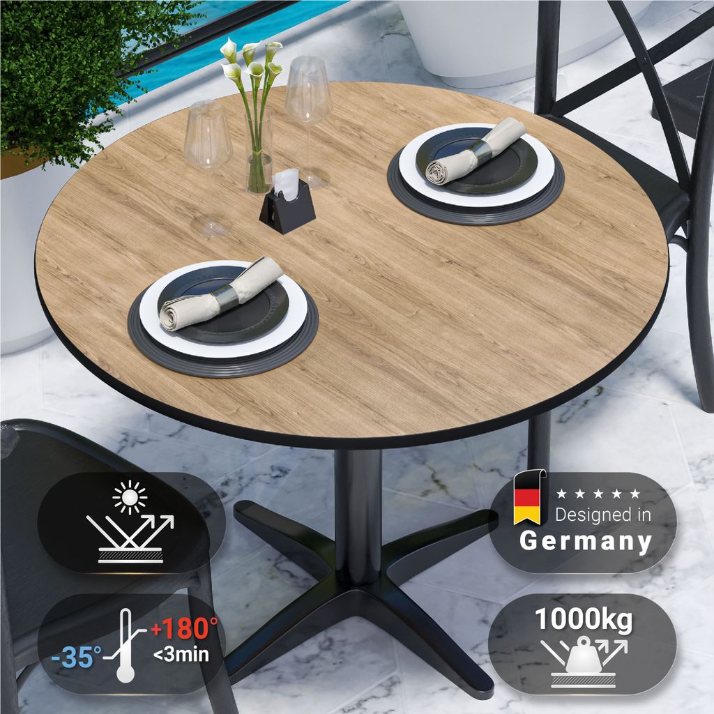 COMPACT | Gastro HPL Tischplatte | Ø 70 cm | Eiche | Rund | Produktbild 