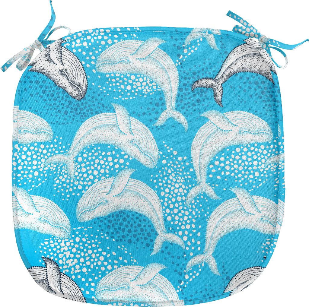 ABAKUHAUS Meerestiere Polster für Esszimmerstühle, Gepunktete Wal Seeozean, Dekoratives wasserfestes Kissen mit Riemen für Küchensitze, 40 cm x...