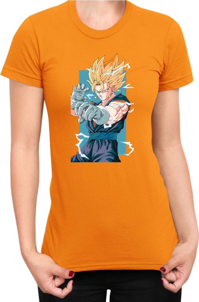 Damen T-Shirt Dragon Anime Manga Ball Z Gogeta, Lady 2XL / Orange