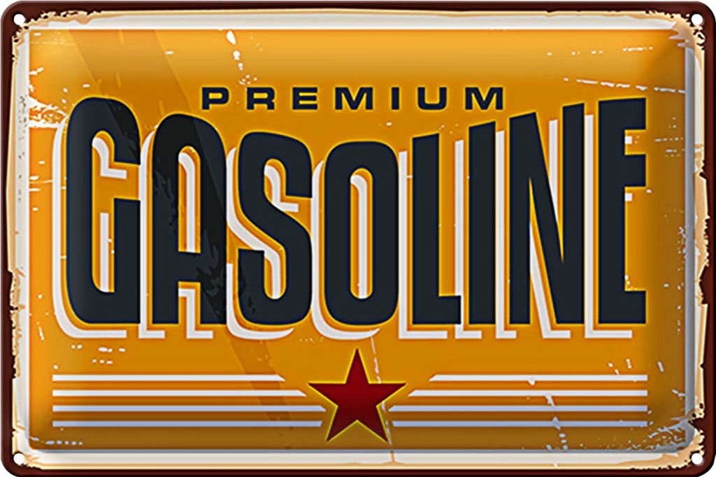 Blechschild Retro 40x30cm Premum Gasoline Tankstelle Benzin