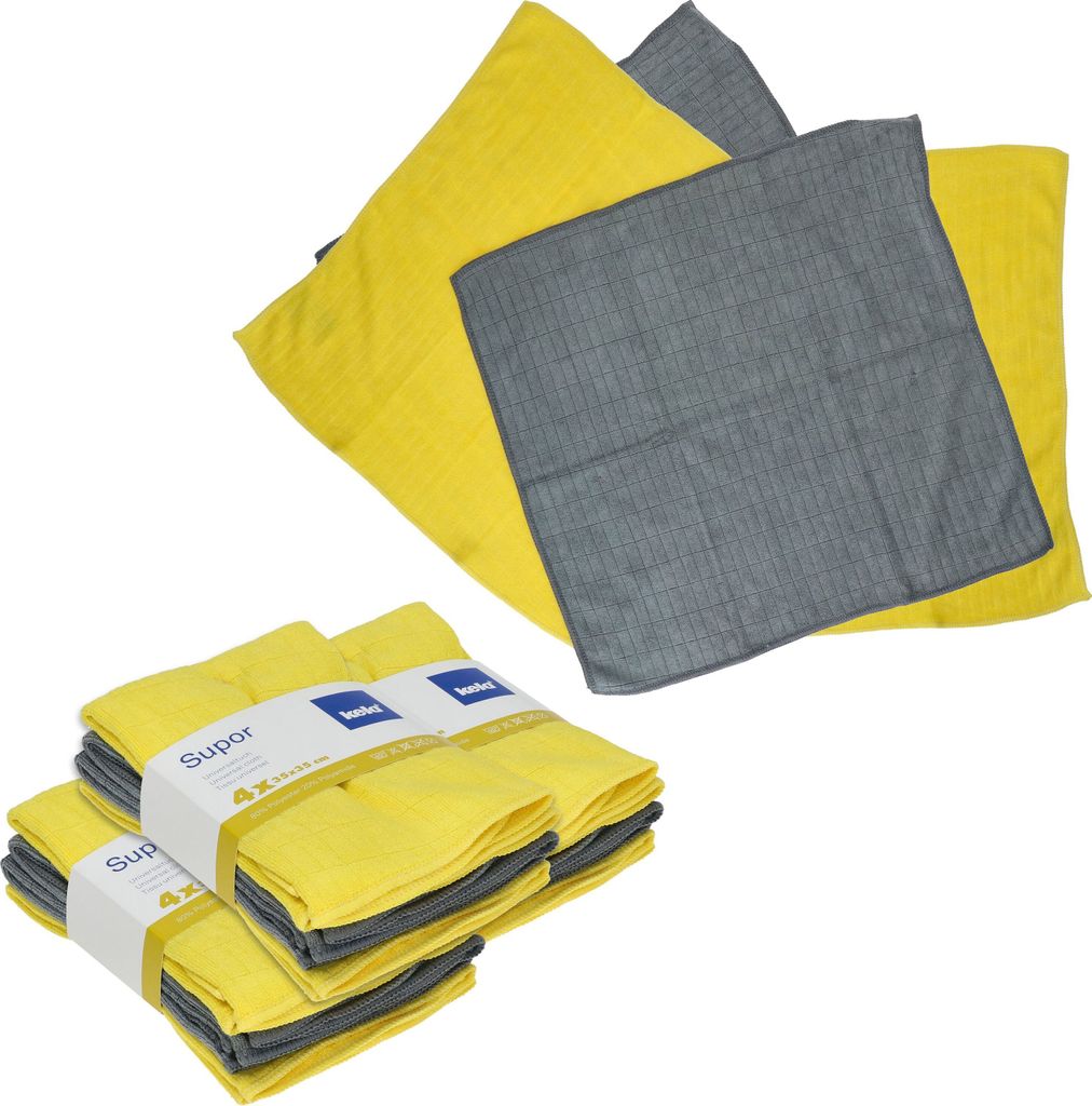 MamboCat 16tlg Set Supor Microfasertuch 35x35cm Universaltücher grau gelb Bad