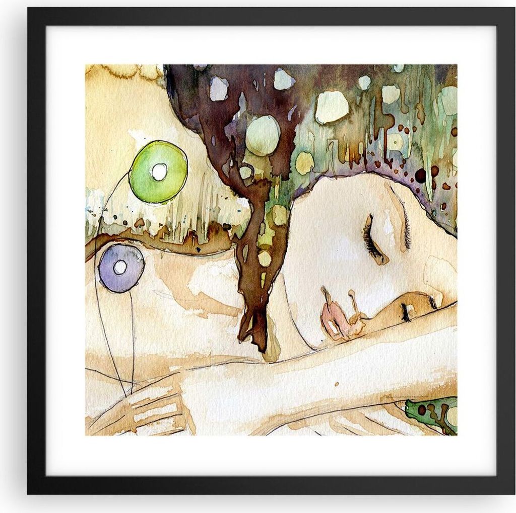 Gerahmtes Poster - Schwarzer Rahmen - Frau modern - 40x40 cm - Wand Bild - Wanddeko - Wandbilder - Kunstposter - Wandposter - Bilderrahmen - Bilder...