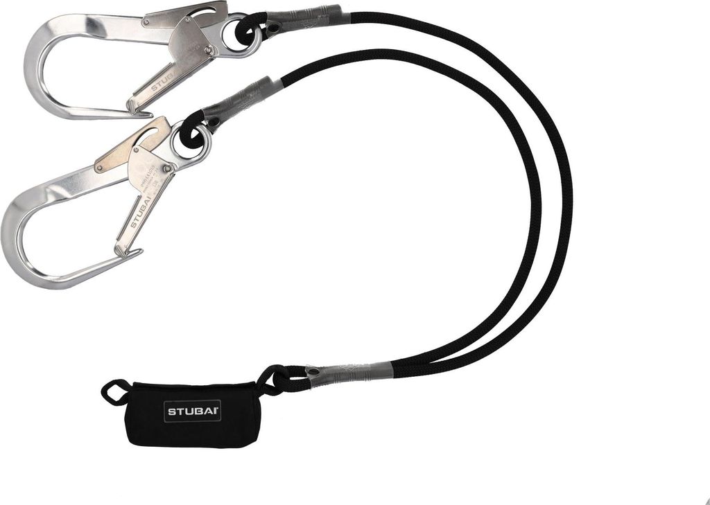 STUBAI Verbindungsmittel ABSORB PIPE | zweiarmig 126 cm | Bandfalldämpfer mit einem Strang Statikseil EN 355, 362