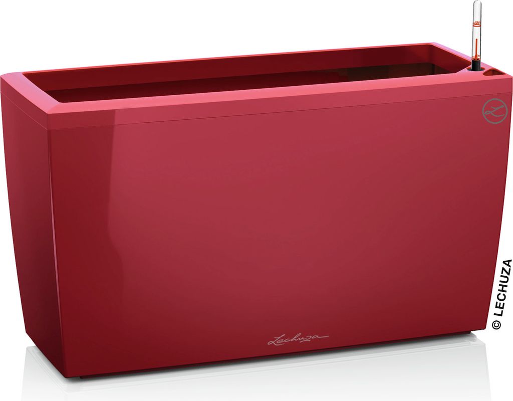 LECHUZA-Pflanzgefäß CARARO Premium Scarlet Rot Hochglanz |Pflanzgefäß mit Bewässerungssystem und Rollen |Hochglanz-Oberfläche|75 x 30 x 42,5 ...