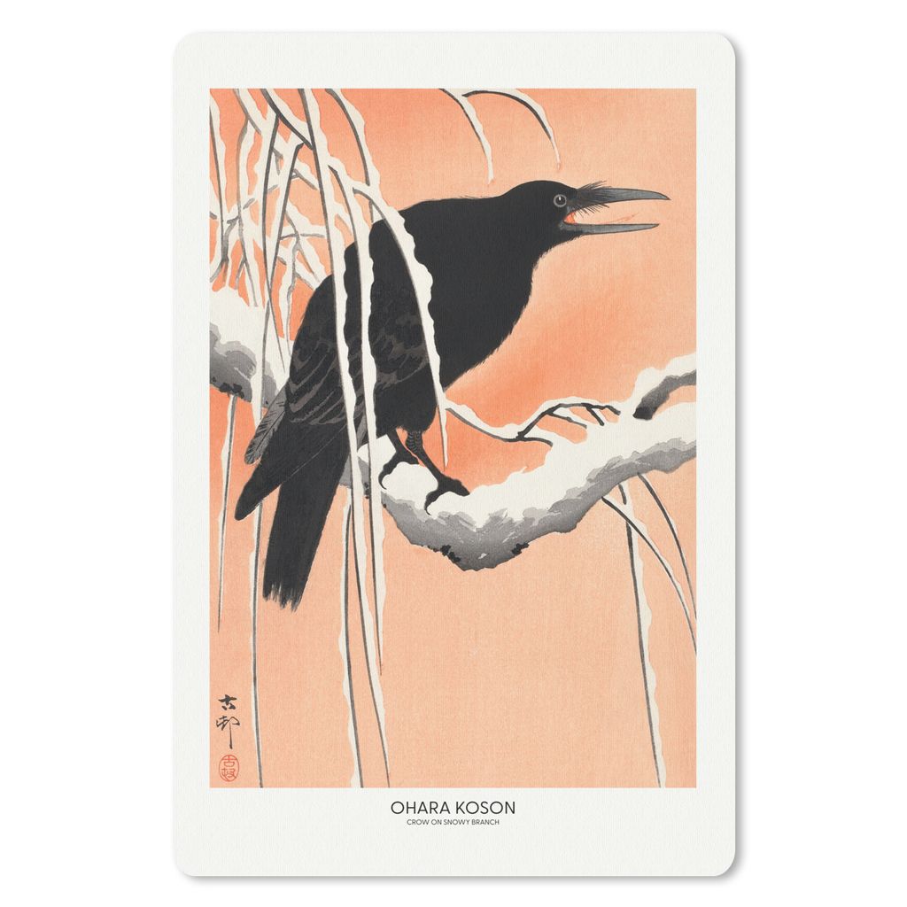 MuchoWow Mauspad Mousepad Vintage - Krähe - Vogel - Tiere - Zweig 40x60 cm - Mousepads - Maus Mat - Pad - Mausunterlage - Schreibtisch Accesoire
