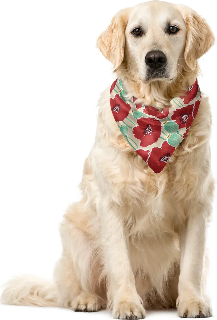 Bandana Pet ABAKUHAUS Papavero Rosso 40cm - Stile Boho Chic per Cani