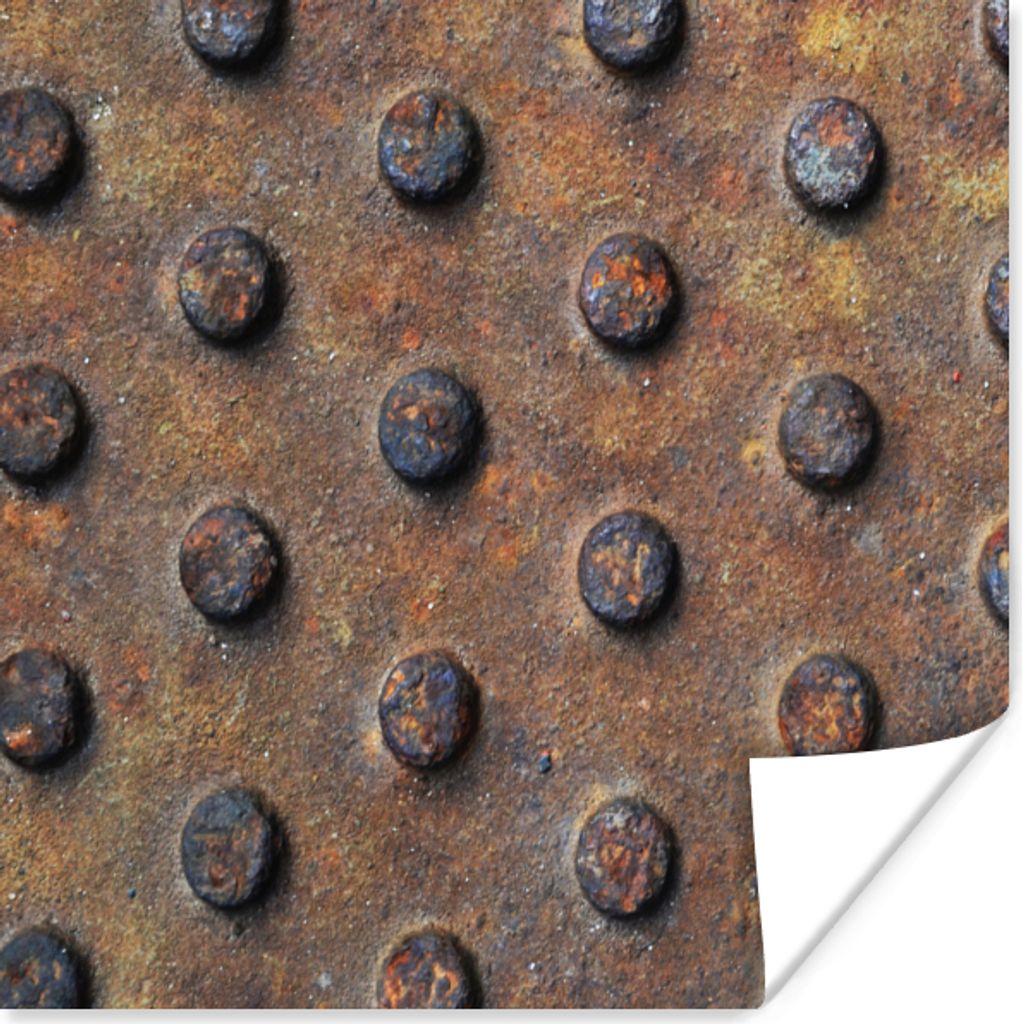 MuchoWow Poster Diamantplatte - Vintage - Rost - Industriell 100x100 cm - Babyzimmer