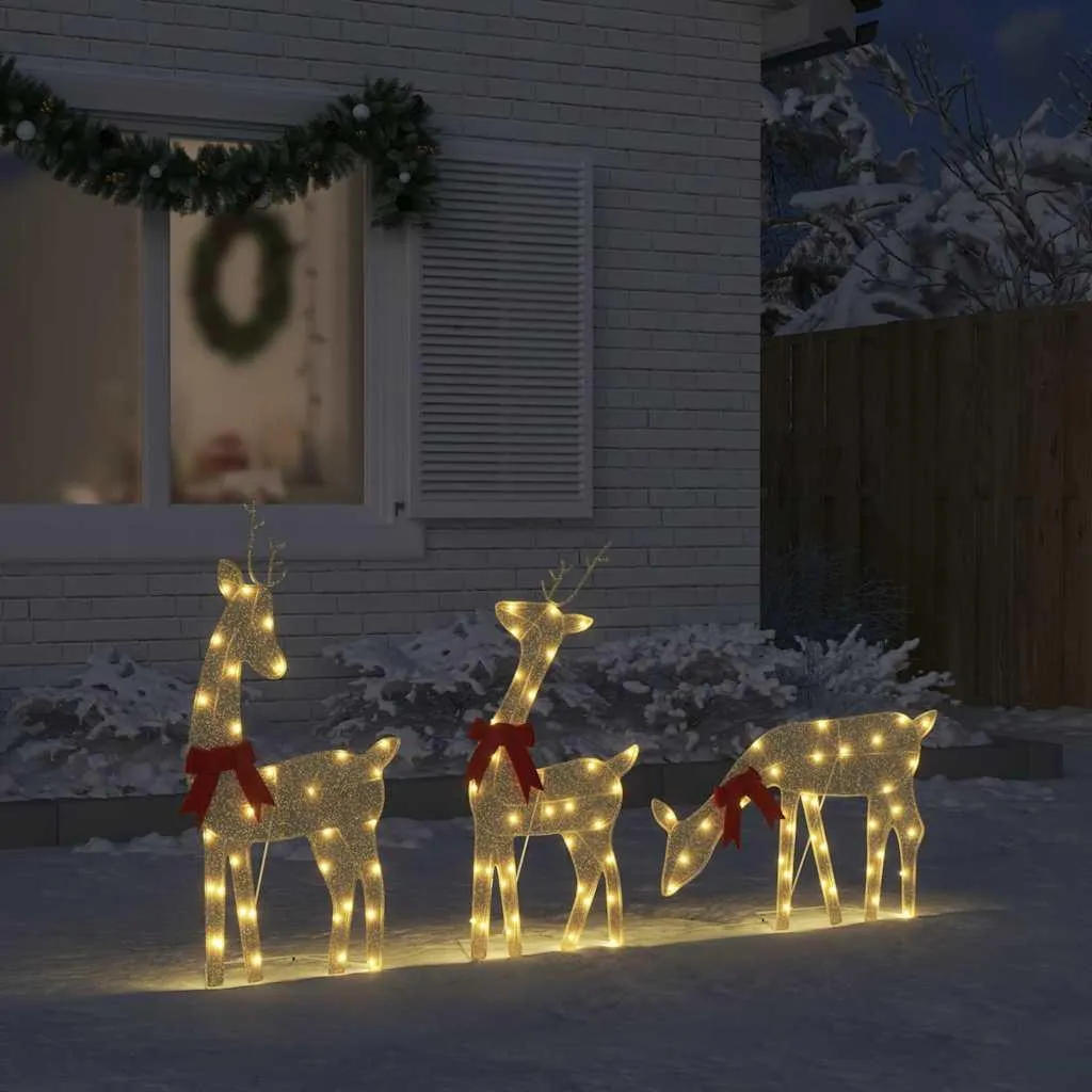 Kit 3 Rennes de Noël 90 LED Blanc Chaud avec Structure Résistante - 2