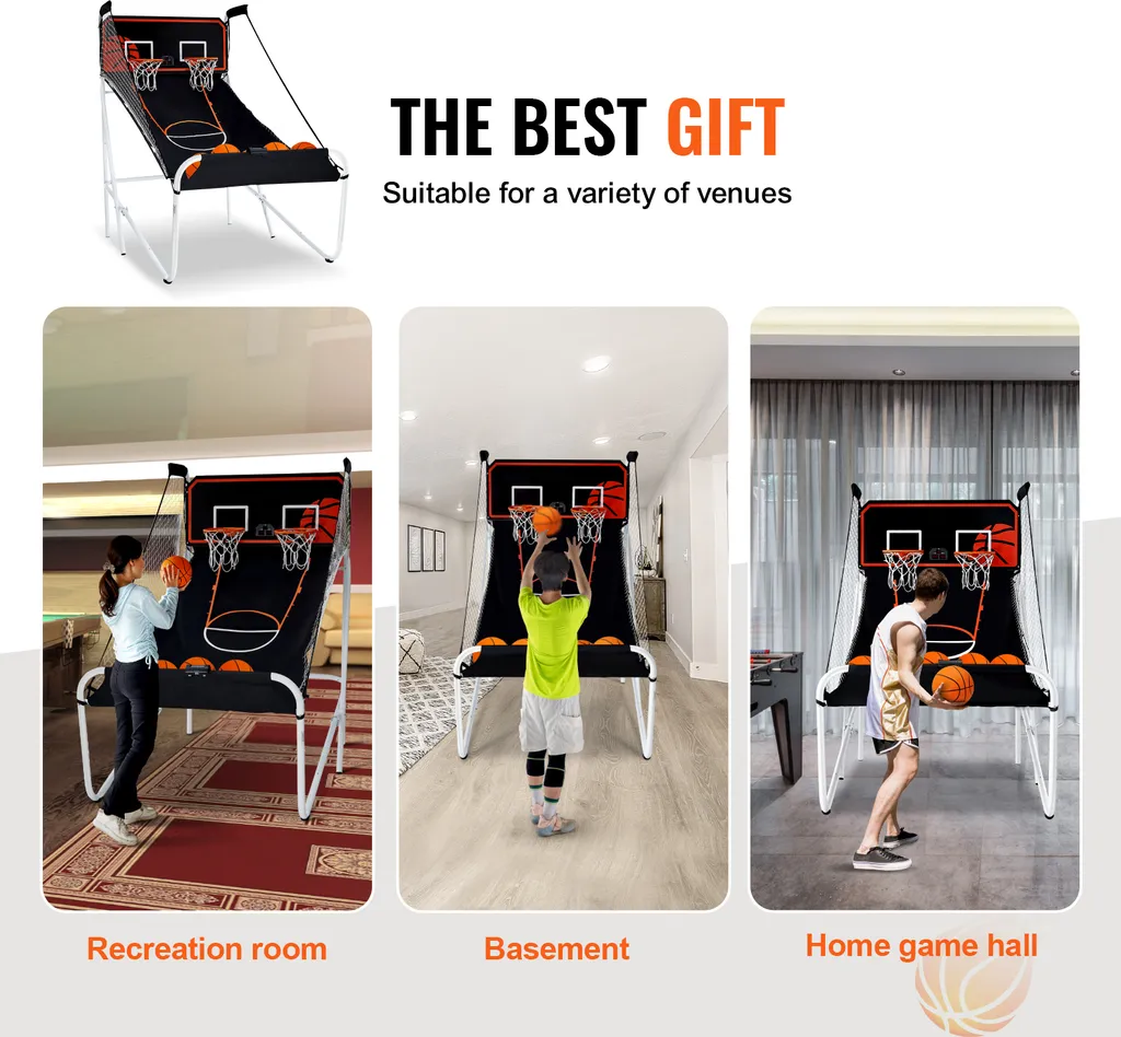 Arcade Basket-ball Pliable 5 Ballons et 8 Modes de Score Interactifs - 6