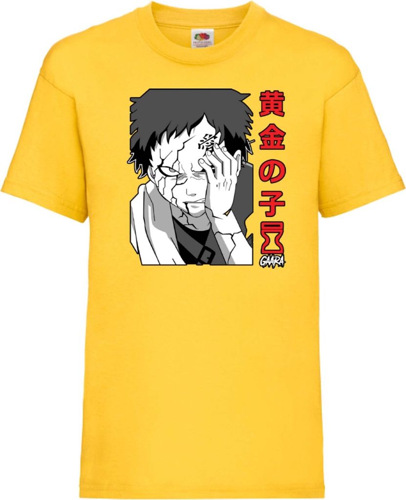 Kinder T-Shirt Japan Animation Manga Anime Comics Naruto Gaara 02 Var-039 Sand Hokage, 5-6 Jahr - 116 / Gelb