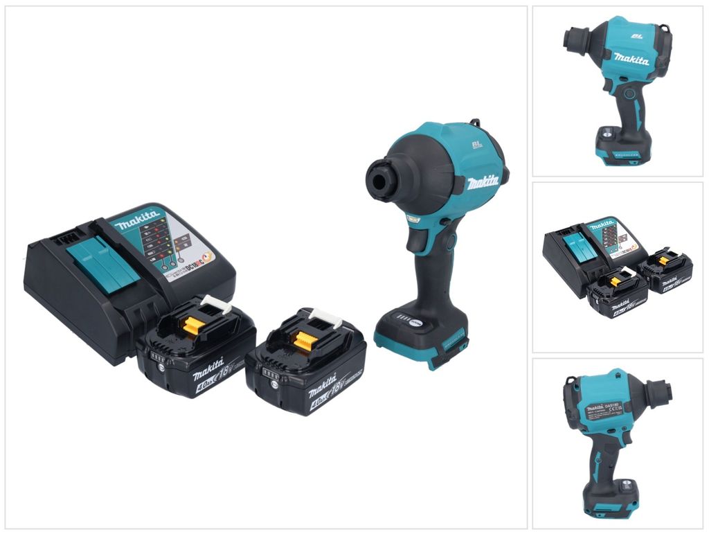 Makita DAS 180 RM Akku Gebläse 18 V Brushless + 2x Akku 4,0 Ah + Ladegerät