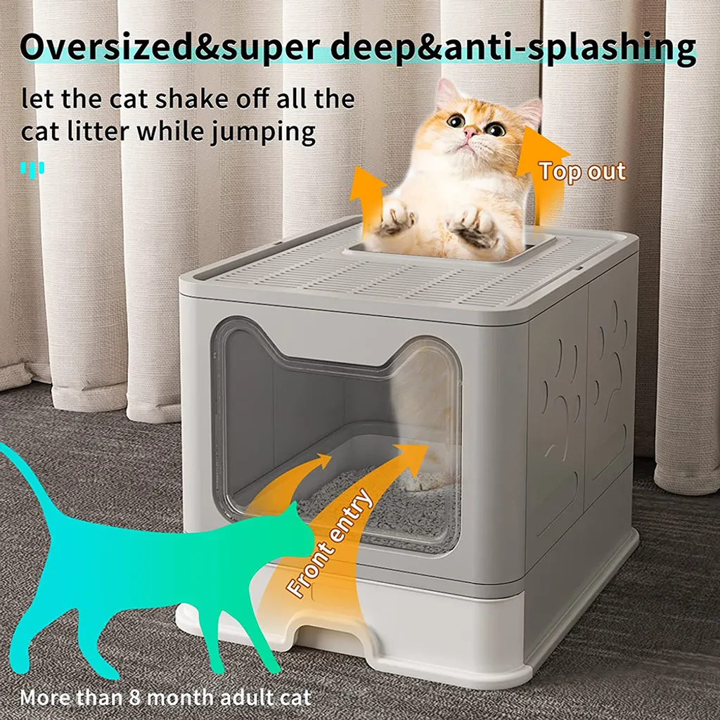 Bac à litière pour chat compact et pliable, idéal pour petit espace