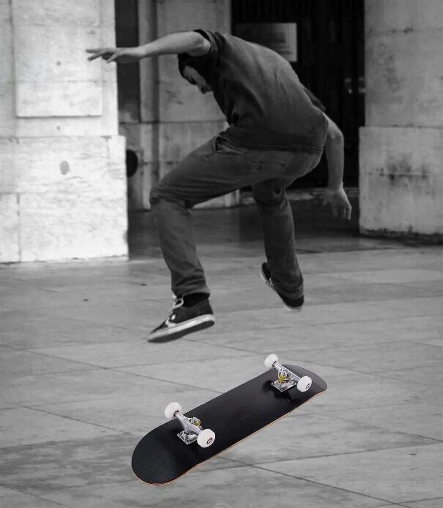 Skateboard Mini Cruiser 20x79cm Bois Noir - Glisse Fluide Sans Vibrations