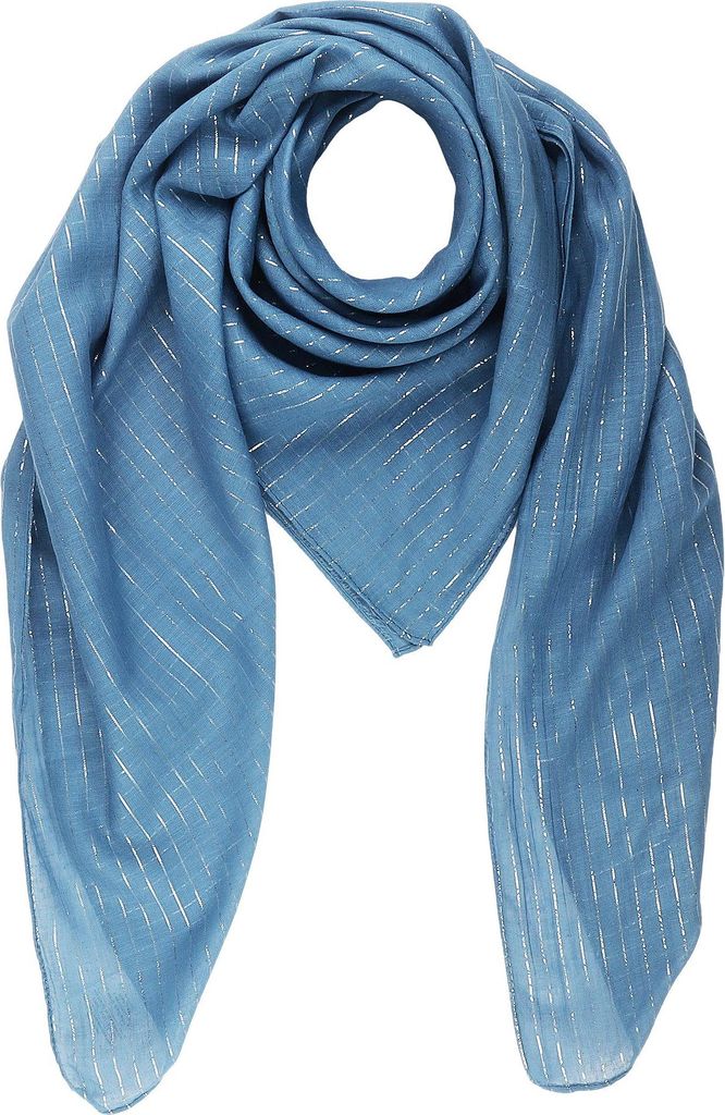Baumwolltuch - blau - petrol Lurex silber - quadratisches Produktbild 