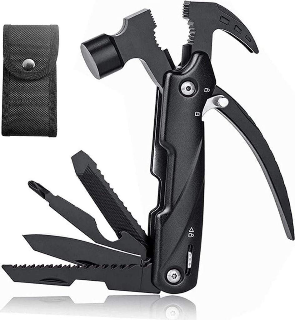 12-in-1 Multitool Hammer - Multitool Hammer für Männer - Hamer Multitool mit Opbergtas - Geschenk für Männer - Vater - Ehemann - Hammer Werkzeu...