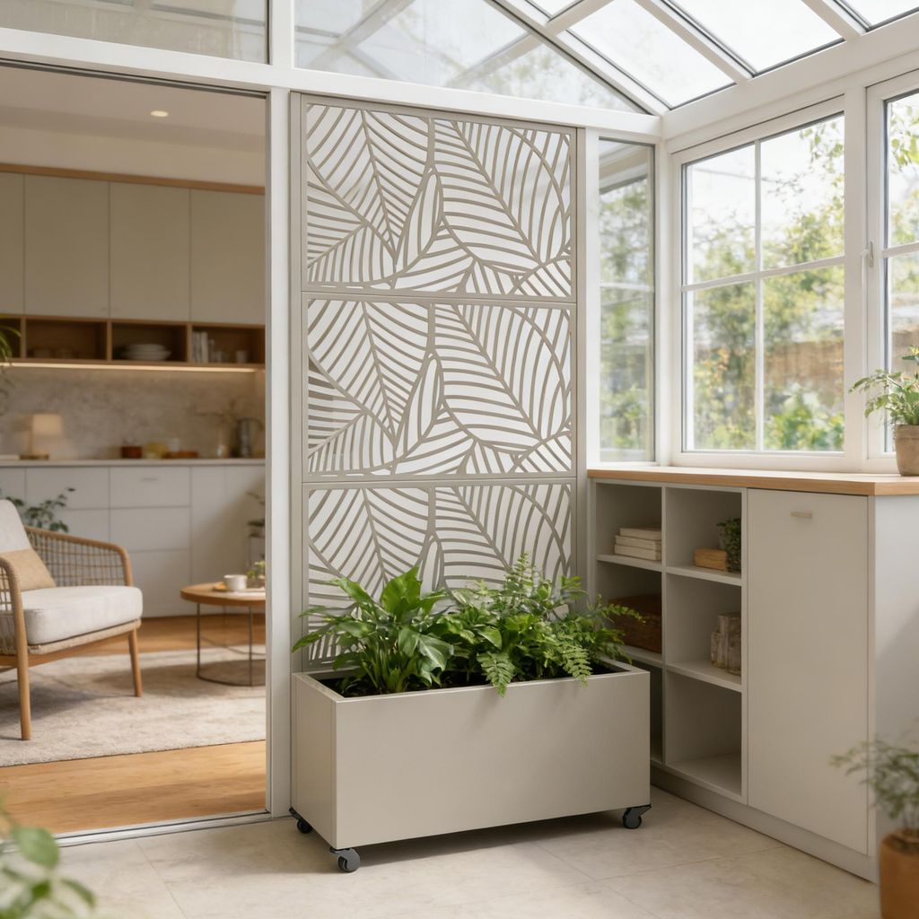 Scheidingswand 'Surnskoki' met bloembak, stalen frame, 190 Productafbeelding 