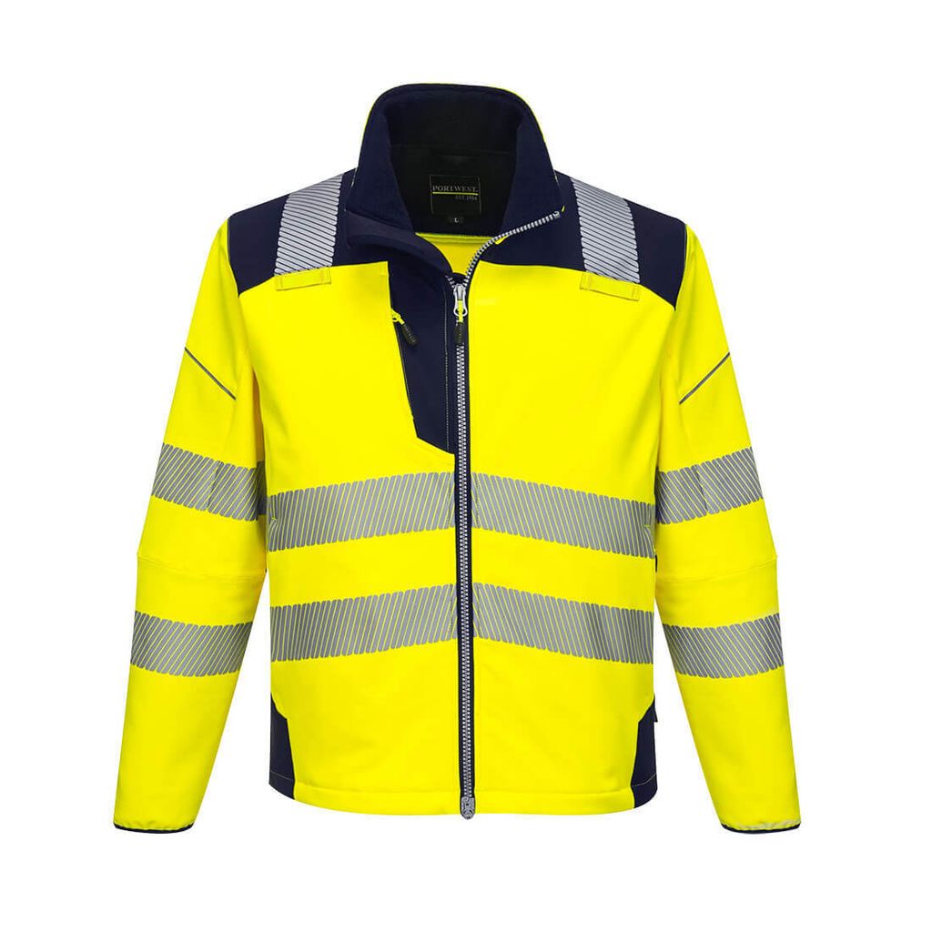 Portwest T402 PW3 Warnschutz-Softshelljacke Yellow/Navy Gr. M
