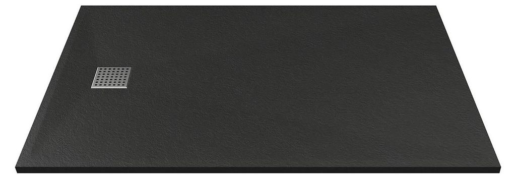 Boden- oder bodenbündige Harz-Duschwanne - Schwarz - 120 x Produktbild 