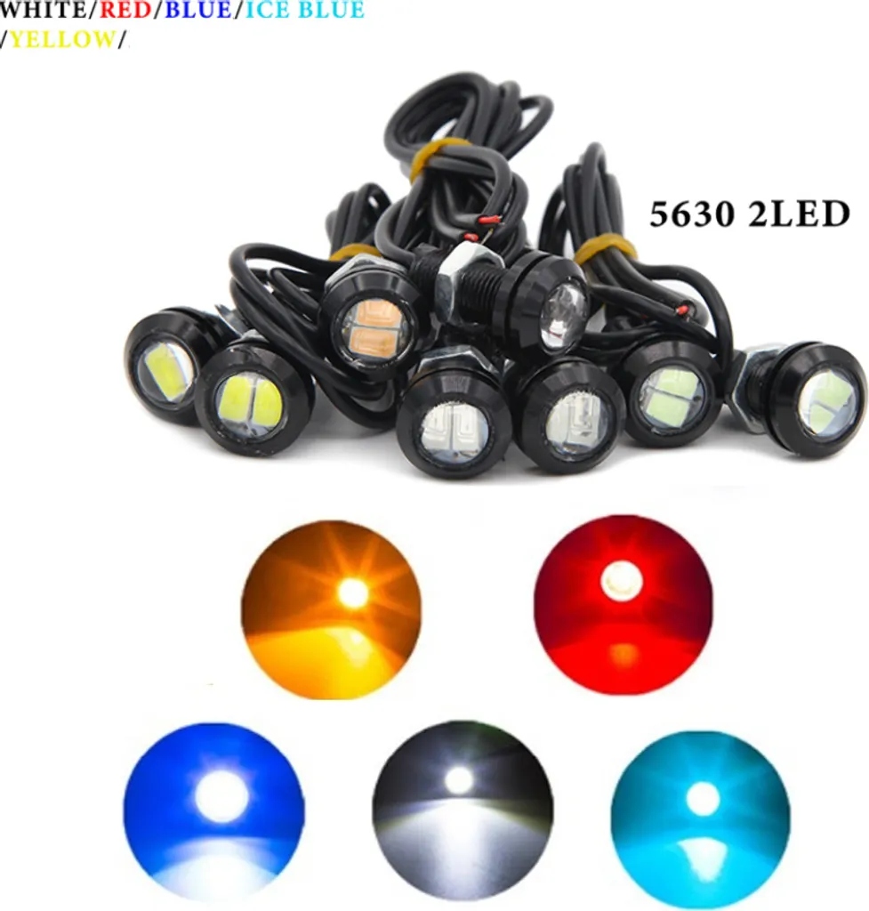 Kit 2 LED Eagle Eye 18mm Blu 12V Impermeabile Scocca Nera Auto