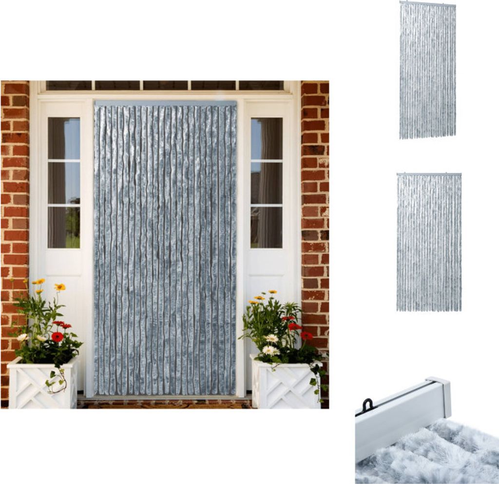 vidaXL Insektenschutz-Vorhang Weiß und Grau 100x220 cm Chenille - Fliegengitter