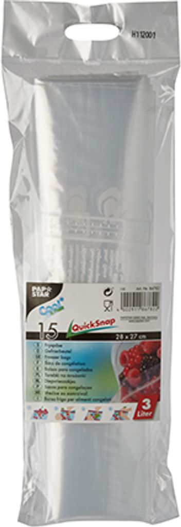 15 QuickSnap Gefrierbeutel 3 l 28 cm x 27 cm transparent