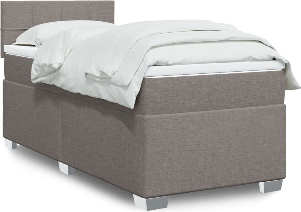 Boxspringbett mit Matratze Taupe 100x200 cm Stoff, Klassische Betten 2024 Neu