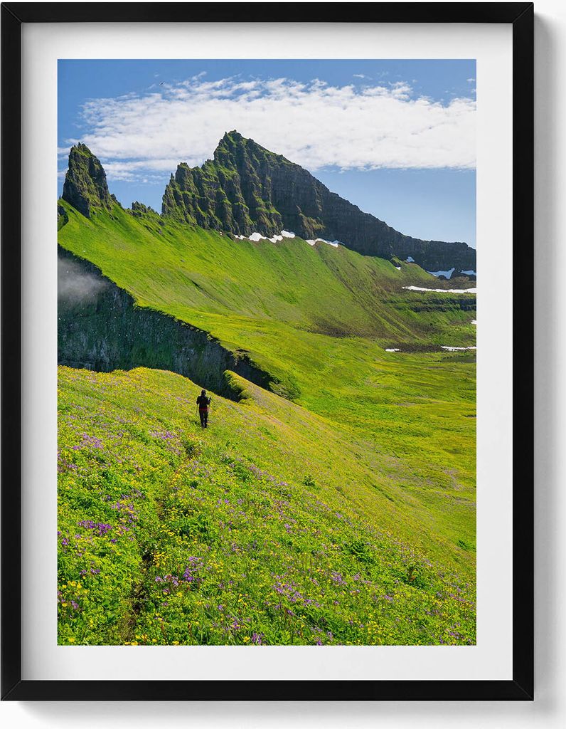 Hornstrandir Naturreservat Island– Wandbild mit Rahmen – Gerahmtes Bild – Wanddekoration – 60x80 cm – Schwarz Rahmen