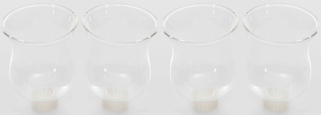 4x Teelichtaufsatz klar 8 cm Glasaufsatz für Kerzenleuchter Kerzenständer Glas Adventskranz Teelichthalter Stabkerzenhalter Kerzenpick 6cm
