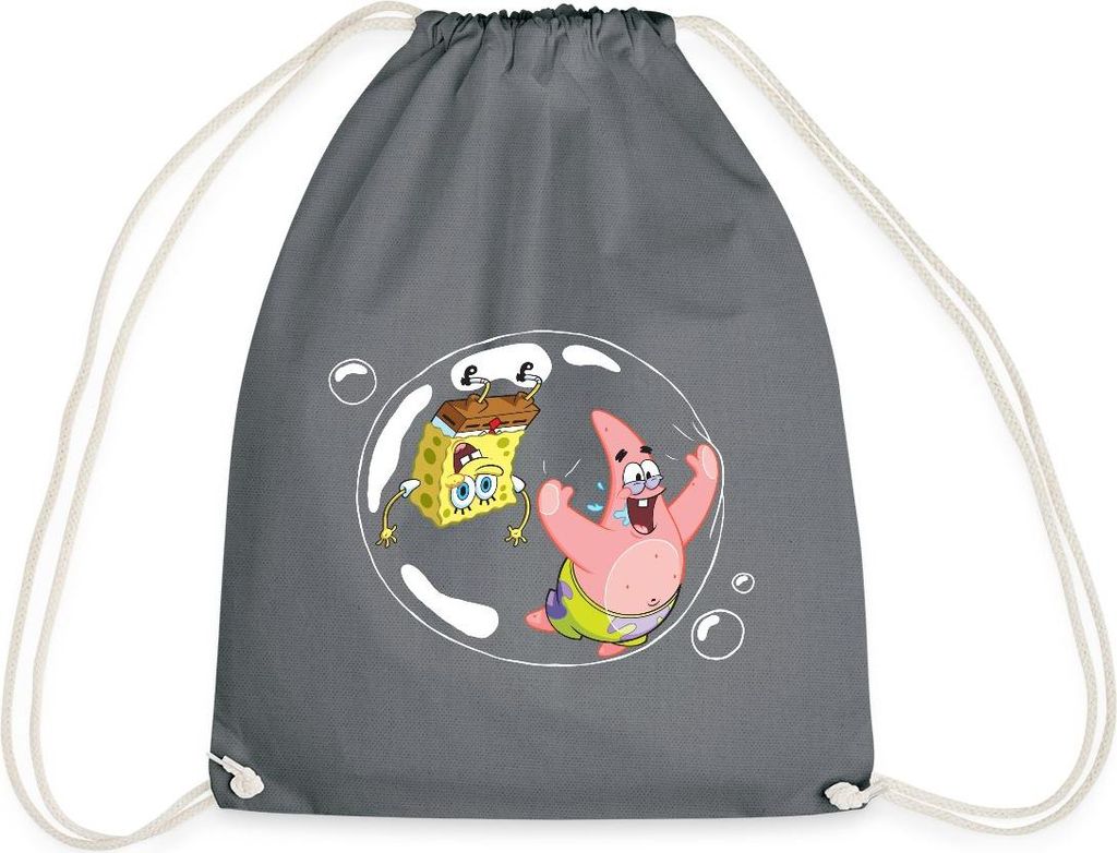 Spreadshirt Spongebob Schwammkopf Mit Patrick In Einer Blase Turnbeutel, One size, Grau