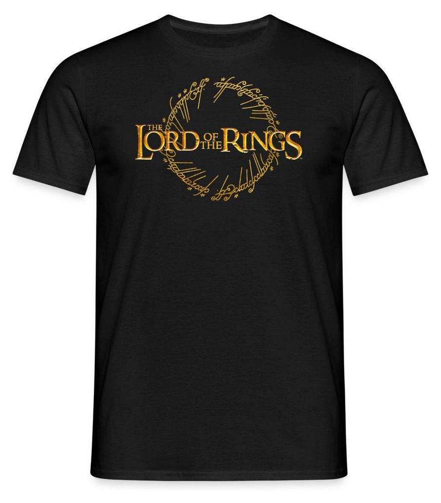 Spreadshirt Der Herr Der Ringe Großes Logo Mit Ring-Inschrift Männer T-Shirt, XL, Schwarz